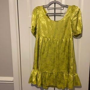 Forever21 lime satin floral dress S NWT